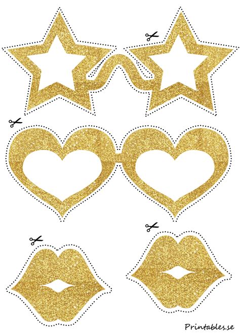 Photo Booth Props Golden Glasses Free Printable Artofit