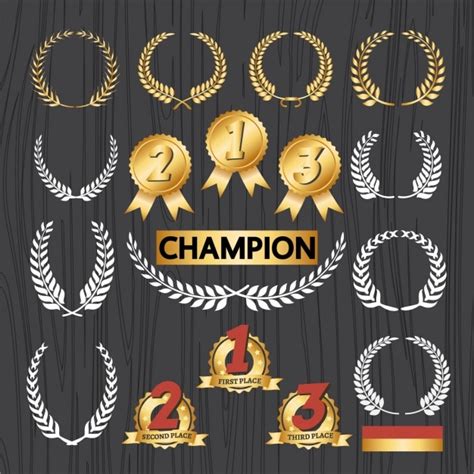 Free Vector | Champion emblems set