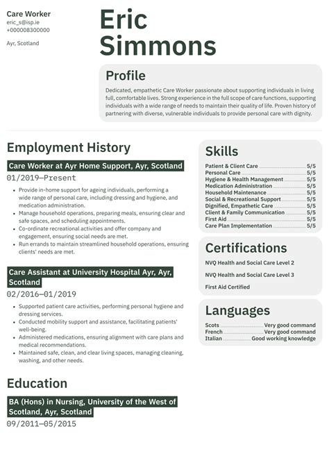 Care Worker Cv Examples Uk Templates Resume Io