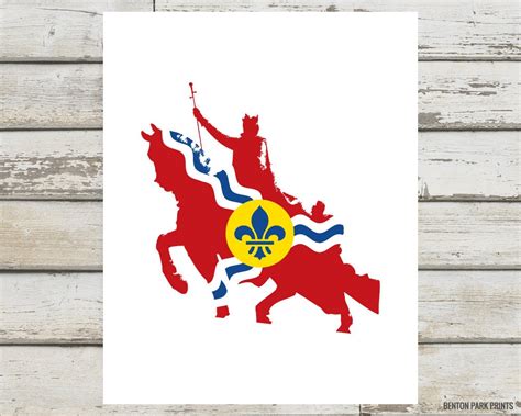 St Louis Statue Flag Print Stl St Louis Saint Louis Statue Stl Art