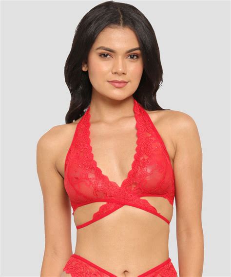 Buy N Gal Lace Criss Cross Bridal Bralettes Bra Red Online