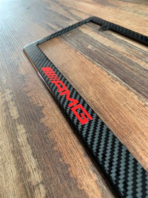 Carbon Fiber License Plate Frame W AMG Logo ANY COLOR Etsy