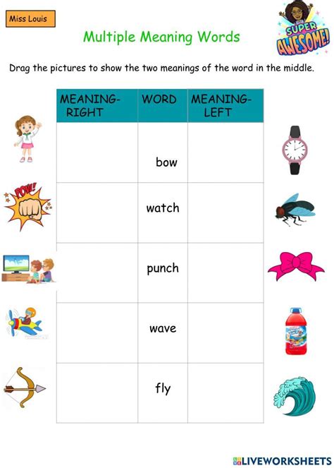 Multiple Meaning Words Interactive Exercise For Grade Live