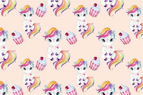 Seamless Watercolor Unicorn Patterns Masterbundles