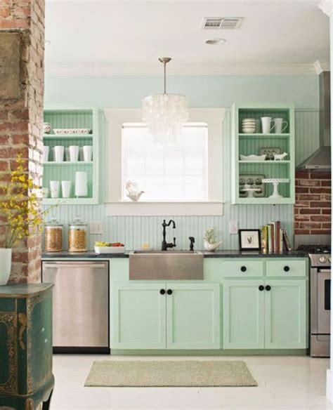 Color Spotlight Seafoam Green Green Kitchen Cabinets Kitchen