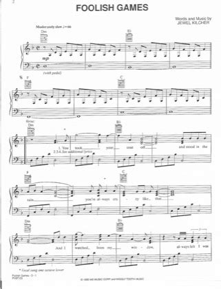 Foolish Games - Jewel Free Piano Sheet Music PDF