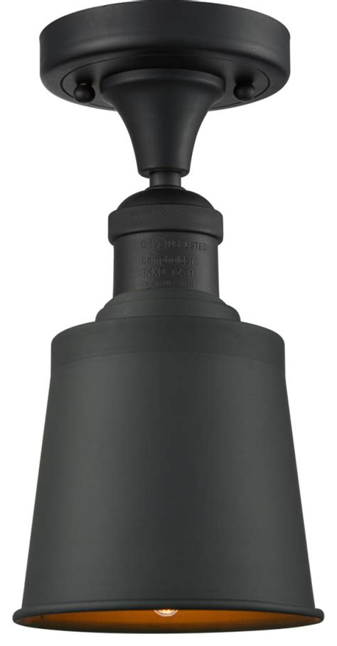 Franklin Restoration Addison 1 Light Semi Flush Mount Matte Black