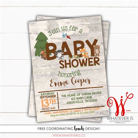 Woodland Baby Shower Printable Invitation Woodland Animal - Etsy