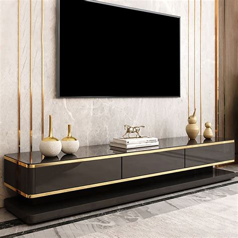 78 7 Black TV Media Console With Storage 3 Drawers Tempered Glass Top