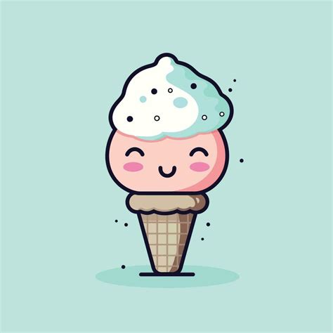 Cute Kawaii Ice Cream Chibi Mascot Vector Cartoon Style 23372528 Vector