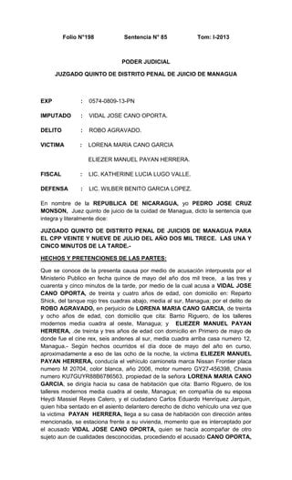 Sentencia De Juez Local De Distrito Pdf