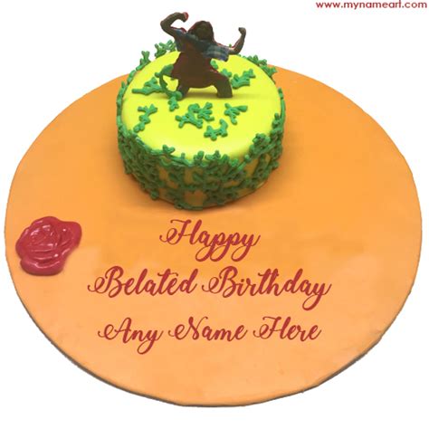 Belated Happy Birthday Cake With Name And Photo - Cake Walls