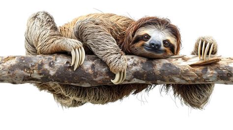 Premium Photo Cute Two Toed Sloth Hanging On Tree Branch Isolated On