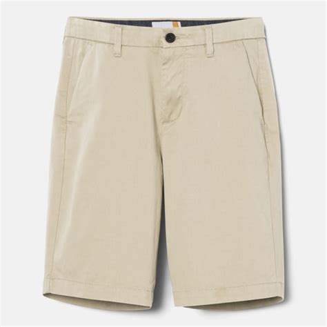 Stretch Twill Chino Shorts For Men In Beige