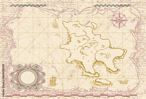 vector image of ancient nautical chart of sea routes of medieval ships ...