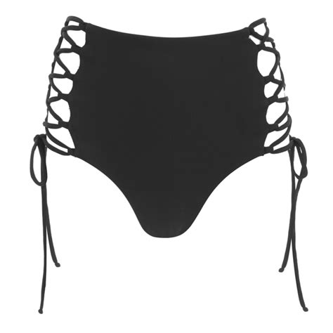 Mara Hoffman Womens Reversible Lace Up High Waisted Bikini Bottoms