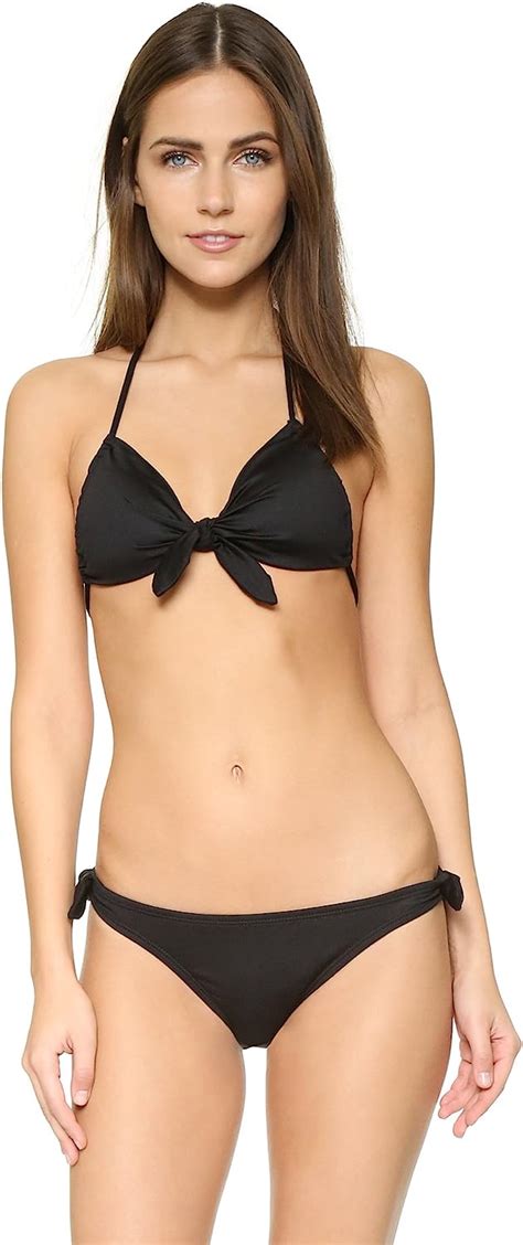 Amazon Shoshanna Women S Soft Black Tie Front Bikini Top