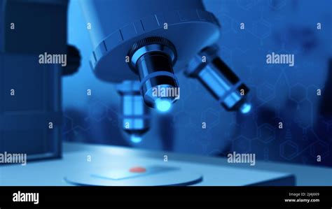 Close Up View Of An Optical Microscope In A Science Laboratory Focus