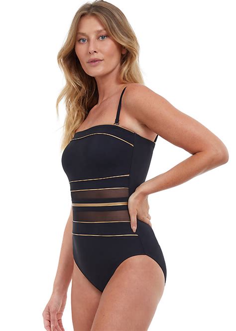 Gottex Essentials Onyx Striped Bandeau Swimsuit