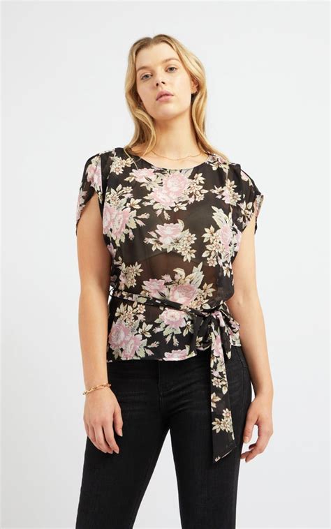 Chiffon Floral Tie Waist Top Pagani