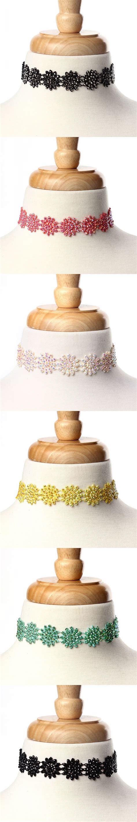 Amrita Singh Floral Lace Choker Embellished With Faceted Glass Beads