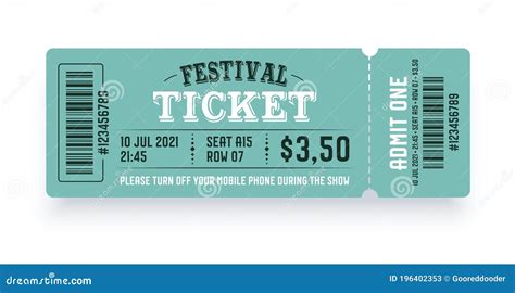 Festival Ticket Template Design Retro Style Of Ticket For Entrance