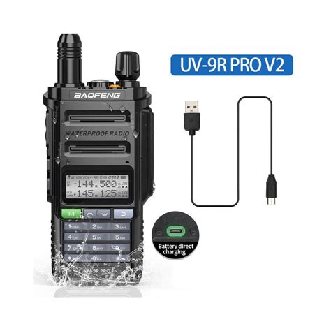 Baofeng Uv 9r Pro V1 V2 Waterproof Ip68 Walkie Talkie Type C Charger Powerful Uhf Vhf Long Range