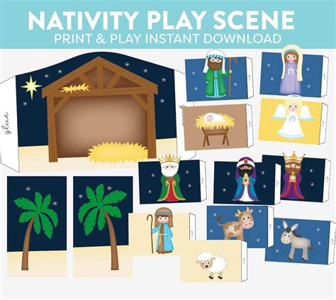 Christmas Nativity Play Scene Kids Fun Winter Creative Activity Educational Printable Paper ...