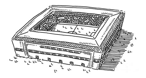 Generic Soccer Stadium Drawing Drawing by Frank Ramspott | Pixels