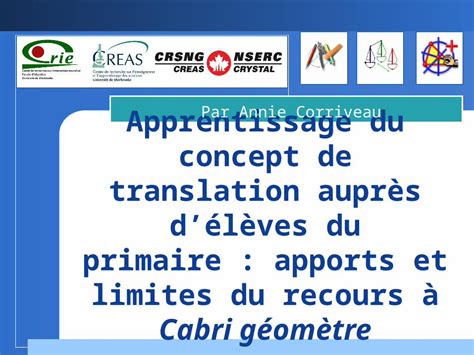 PPT Company LOGO Apprentissage du concept de translation auprès