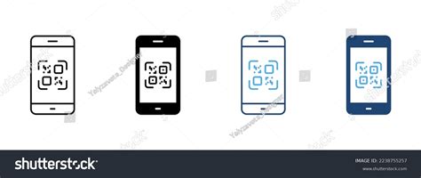 Scan Qr Code On Smartphone Line And Silhouette Royalty Free Stock