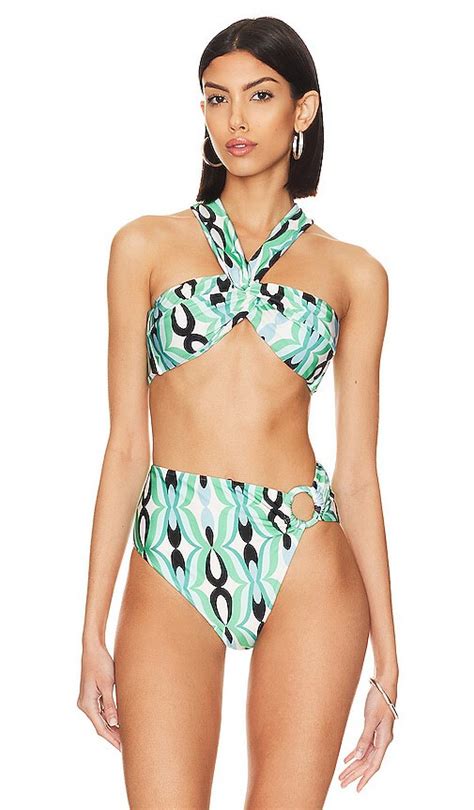 PatBO Patbo Twist Off The Shoulder Bikini Top In Blue Editorialist