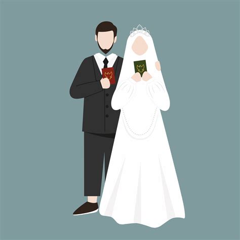 Muslim Wedding Couple Illustration For Wedding Invitation 12202650