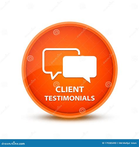 Client Testimonials Icon Isolated On Glassy Orange Round Button