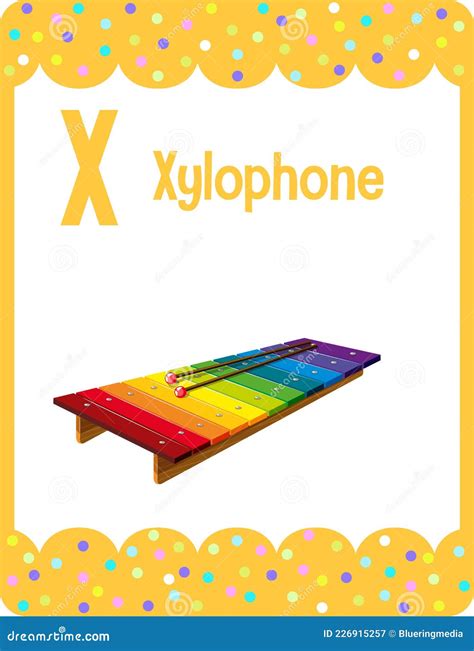 Alphabet Flashcard With Letter X For Xylophone Stock Vector