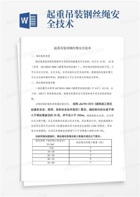 起重吊装钢丝绳安全技术word模板下载编号qdmkbdda熊猫办公