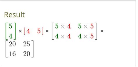 Multiplication Of 1x2 Matrix By 2x1 Matrix