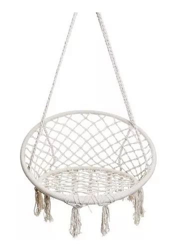 Silla Macramé Hamaca Colgante Interior O Terraza Beige Cuotas sin interés