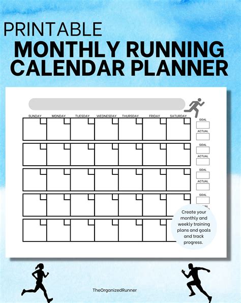 Runner S Monthly Calendar Printable Running Planner Printable Running