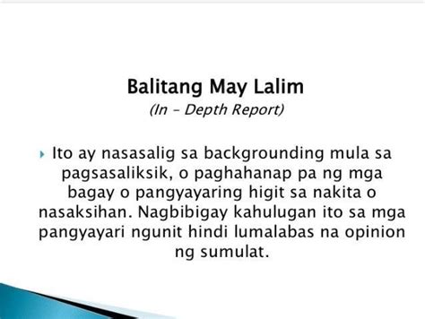 Ano Ang Pagkakaiba Ng Balitang Nagsisiyasat At Balitang May Lalim