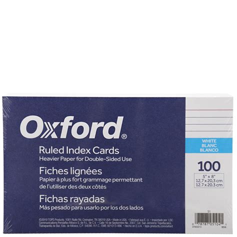 Ruled Index Cards 5" x 8" - 100 Count