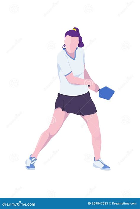 A Woman Playing Pickleball Stock Vector Illustration Of Paddle