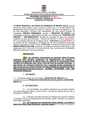 Preenchível Disponível FUNDO MUNICIPAL DE SADE DE MONTE CARLO Fax Email