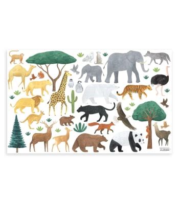 Stickers Mureaux En Vinyle Animaux Jungle Multicolore Jungle Maisons