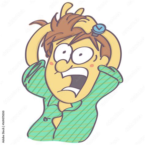 Funny man panicking and screaming, vector cartoon isolated on white ...