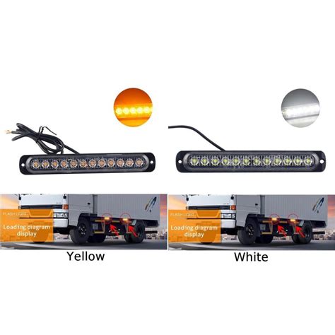 Buy Car Pickup Strobe 12led Strip Slim Side Light 12v 24v 36w Led Light Yellow White At