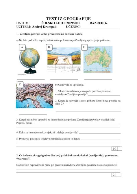 Pdf Test Iz Geografije Pdf Fileb Kako Je Relief Prikazan Na