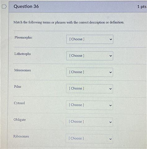 Solved Question 361 PtsMatch The Following Terms Or Phrases Chegg