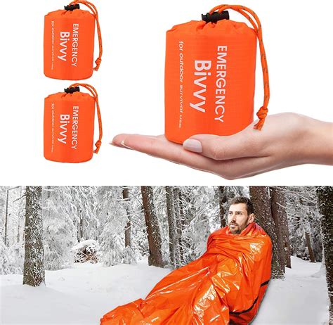 Mitening Survival Sleeping Bag 2 Pack Emergency Bivvy Bag Pe Aluminum