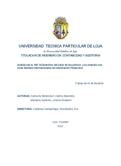 Análisis de la NIC 36 Deterioro del valor de los activos y su relación